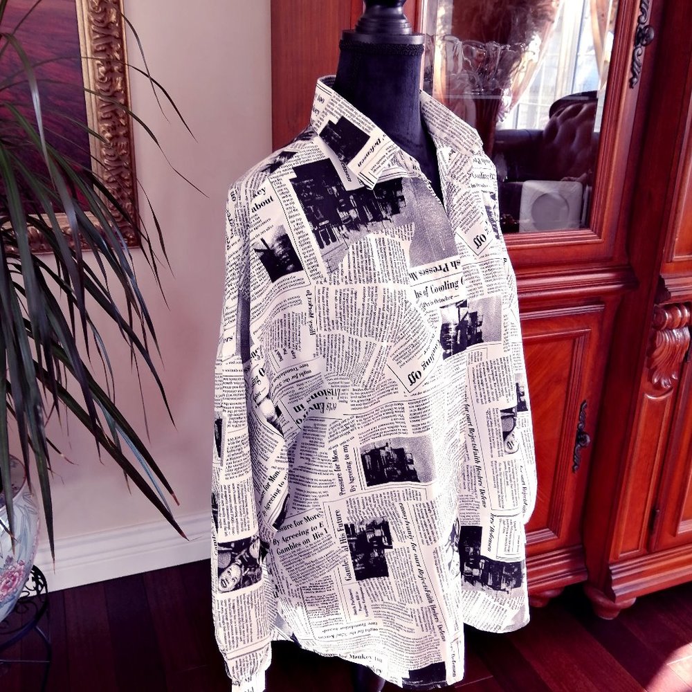 VUTTI News Splash Button Down Top (Relaxed Fit)